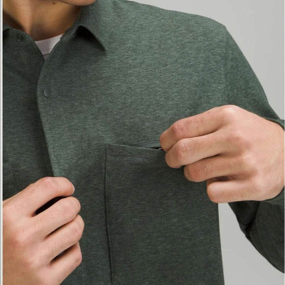 Men's Lululemon Soft Knit Overshirt Size Small Mossy Green Gray - Picture 13 of 16